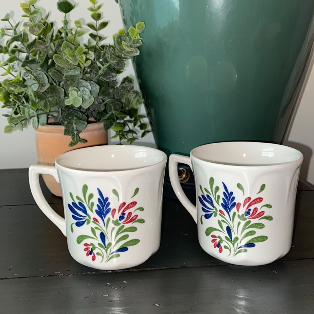 Provincial Scalloped Edge by JOHNSON BROTHERS  1980’s Ironstone 2 TeaCoffee Cups